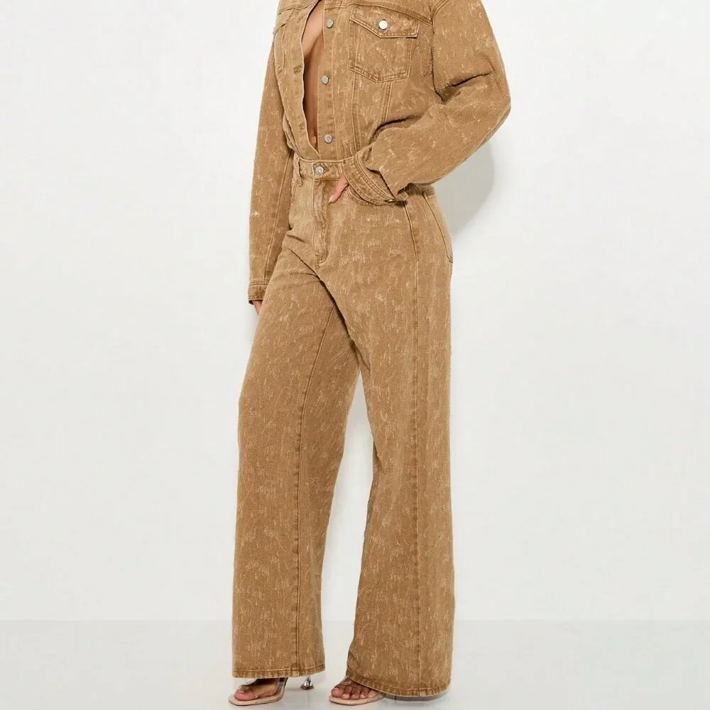 Brown Boho Women's High Rise Flared Bell Bottom Jeans